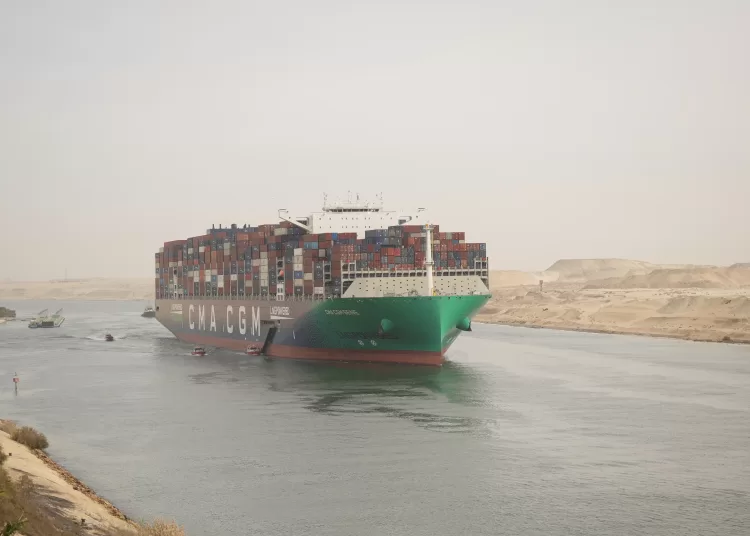 Giant container ship transits Suez Canal 1 - Egyptian Gazette