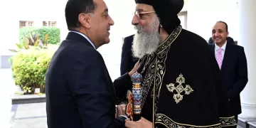 PM Madbouli greets Pope Tawadros II at Coptic Orthodox Cathedral 1 - Egyptian Gazette PM Madbouli greets Pope Tawadros II at Coptic Orthodox Cathedral