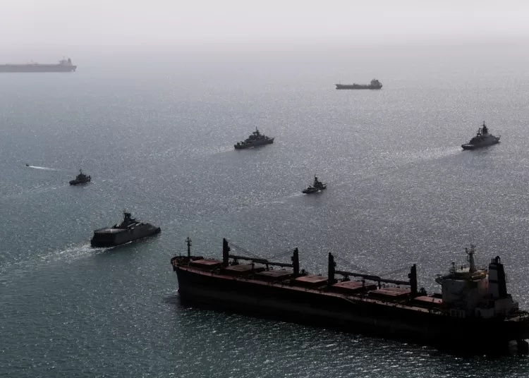 Iran holds more drills, US carrier nears Mideast 1 - Egyptian Gazette This image provided Thursday Feb. 19, 2026 by the Iranian military and dated Tuesday, Feb. 17, 2025, shows navy ships conducting operations during a join drill by Iranian and Russian forces in the Indian Ocean.(Masoud Nazari Mehrabi/Iranian Army via AP)