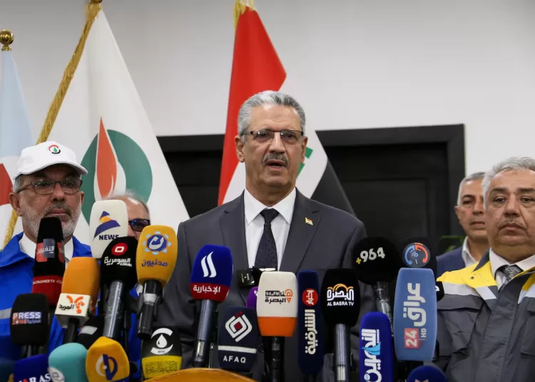 Iraq's Oil Minister Hayan Abdel-Ghani speaks to the media during a press conference at Zubair oilfield in Basra, Iraq, October 28, 2025. REUTERS