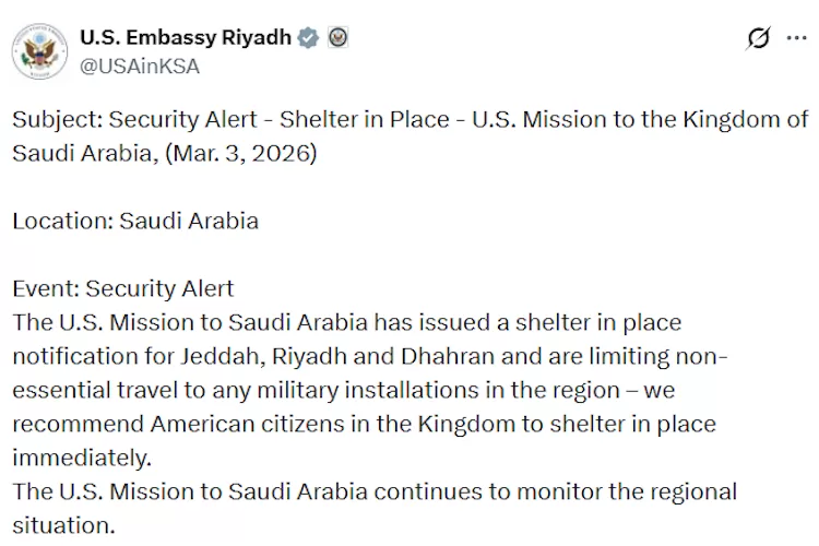 US embassy in Riyadh asks Americans to take shelter 1 - Egyptian Gazette Riyadh