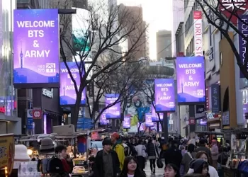 Seoul turns purple as BTS returns