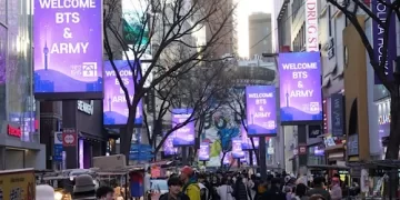 Seoul turns purple as BTS returns