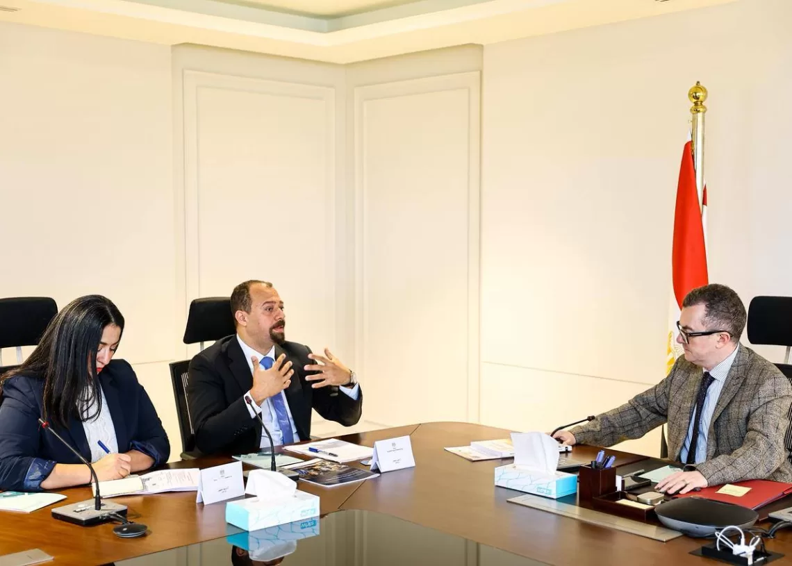 Minister of Planning and Economic Development Ahmed Rostom during his meeting on Saturday with Amr Soliman, Head of the Egypt and MENA team at the Organisation for Economic Co-operation and Development (OECD).