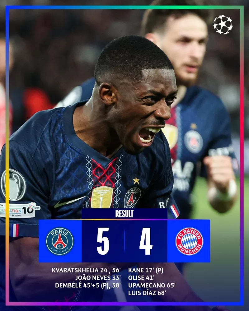 PSG edges Bayern 5-4 in CL 1st-leg 18 - Egyptian Gazette