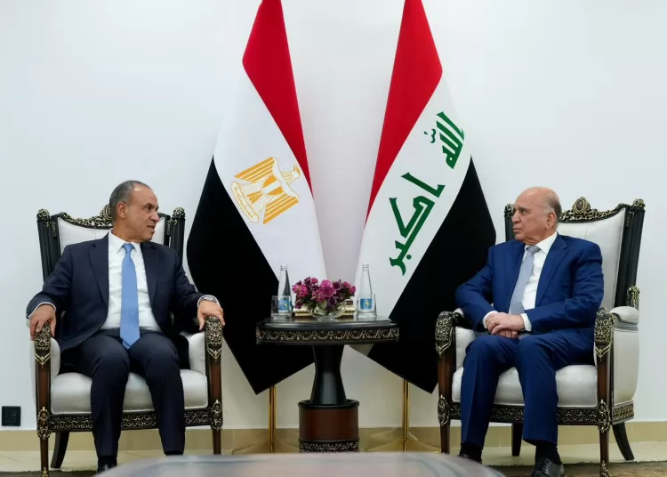 Egypt’s Minister of Foreign Affairs, International Co-operation and Egyptian Expatriates Affairs, Badr Abdel-Aati during his consultations late on Thursday in Baghdad with Iraqi Deputy Prime Minister and Minister of Foreign Affairs, Fuad Hussein.