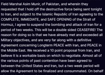 Trump announces 2-week Iran ceasefire