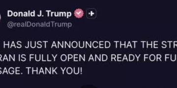 Trump hails Iran’s reopening of Hormuz Strait