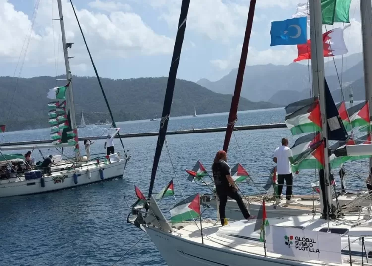 Gaza flotilla: Israel intercepted 41 vessels, 10 still en route 12 - Egyptian Gazette Boats taking part in the Global Sumud Flotilla, which aims to reach Gaza and break Israel’s naval blockade, set sail from a port in the southern Turkish resort of Marmaris, Turkey, May 14, 2026. (File photo: Reuters)