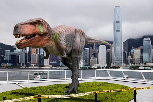 Why Tyrannosaurus had massive head, tiny arms 12 - Egyptian Gazette 4.6 meters high robotic Tyrannosaurus rex dinosaur installation is pictured in front of the Victoria Harbour during a promotional event in Hong Kong, China, June 6, 2022. REUTERS/