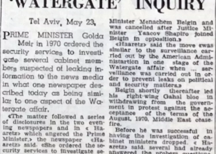 Meir orders 'Israeli Watergate' inquiry 12 - Egyptian Gazette