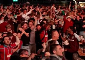 Villa fans celebrate Europa triumph