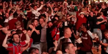 Villa fans celebrate Europa triumph