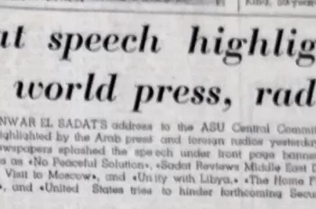 Int. media coverage of president Sadat’s speech