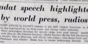 Int. media coverage of president Sadat’s speech