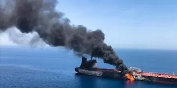 Oil tanker explodes after hitting mine in Strait of Hormuz