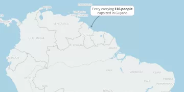 Ferry carrying 116 people capsizes off Guyana