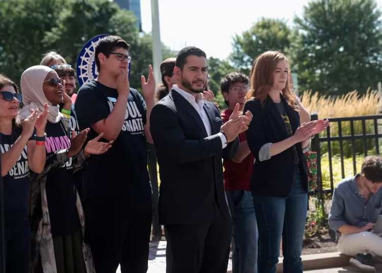 Abdul El-Sayed, winner of Michigan U.S, Democratic primary, waits to speak during a press conference in Detroit, Michigan, U.S. August 5, 2026. REUTERS