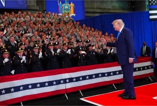 Trump: US to claim Strait of Hormuz soon 10 - Egyptian Gazette President Donald Trump arrives to speak at the David Mack Center for Training and Intelligence, Friday in Garden City, New York. (AP)