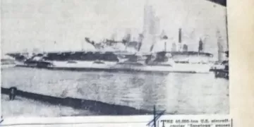 USS Saratoga sets sail for sea trials