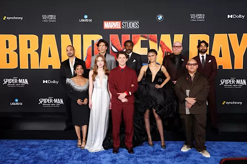 ‘Spider-Man: Brand New Day’ opens to $355m in North America 11 - Egyptian Gazette Cast members Sadie Sink, Tom Holland, Zendaya, Jacob Batalon, Krondon, Michael Mando, Liza Colon-Zayas, Tramell Tillman, and Jon Bernthal as they attend the world premiere for the film Spider-Man: Brand New Day in Los Angeles, California, U.S., July 27, 2026. REUTERS