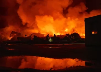 Russian retail warehouse burns after Ukrainian drone attack