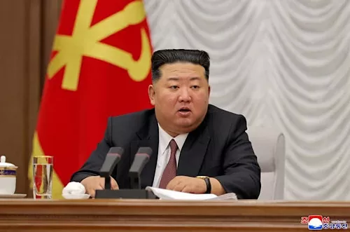 Kim: New North Korean destroyer joins nuclear force 11 - Egyptian Gazette FILE PHOTO: North Korean leader Kim Jong Un speaks during an enlarged meeting of the ruling Workers' Party's Central Military Commission in North Korea, July 9, 2026, in this picture released by North Korea's official Korean Central News Agency. KCNA via REUTERS/File Photo