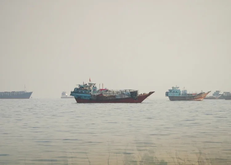 Vessels at the Strait of Hormuz, as seen from Musandam, Oman, September 23, 2026. (Reuters)