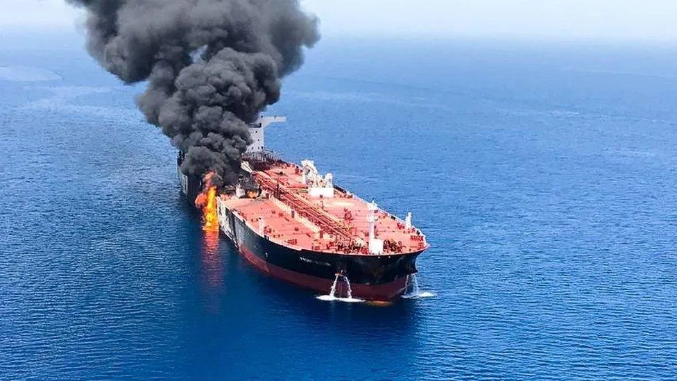 Iran says oil tanker on fire in Gulf of Oman