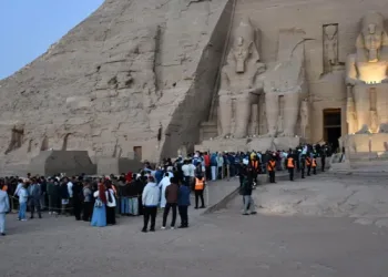 Sun illuminates Ramses II’s face at Abu Simbel before 7,000 visitors