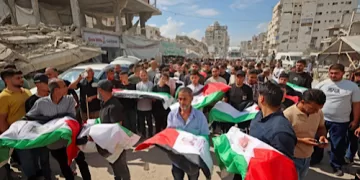 105 Palestinians buried after remains recovered 1 - Egyptian Gazette 105 Palestinians buried after remains recovered