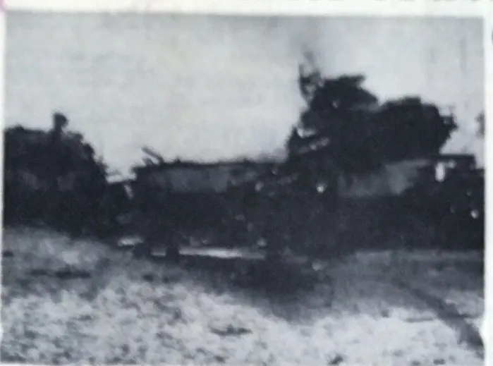 Wreckage of enemy tanks at Deversoir