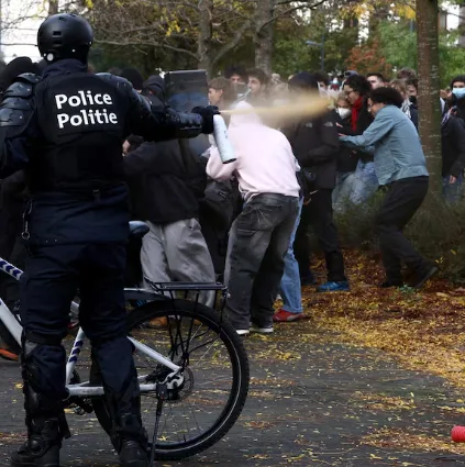 Belgian protesters, police skirmish at anti-gov't demonstrations in Brussels 2 - Egyptian Gazette Belgian protesters, police skirmish at anti-gov’t demonstrations in Brussels